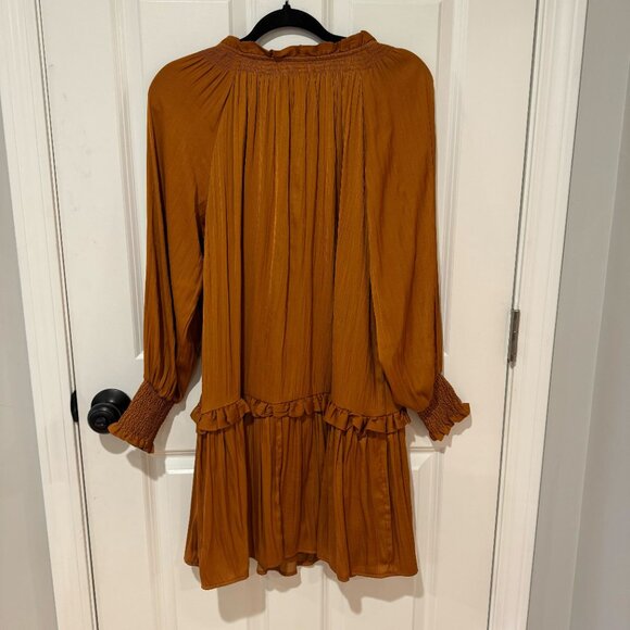 Fall Satin Pleated Ruffle Mini Dress - Size XS - Picture 6 of 6